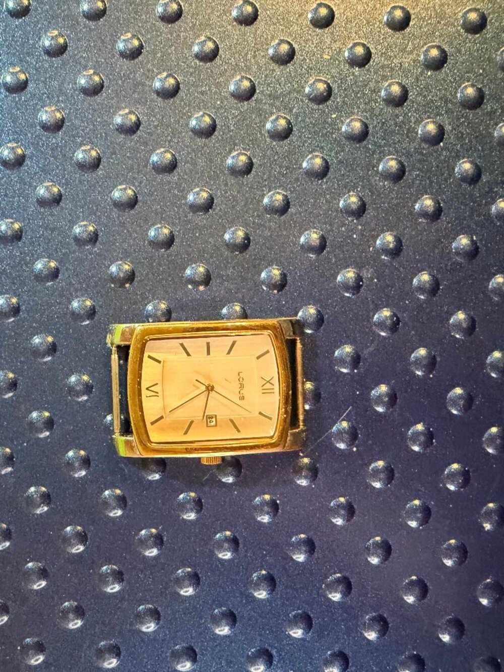 Lorus LR061 Gold Tone Rectangular Watch Head No Band Japan Mvmt Date